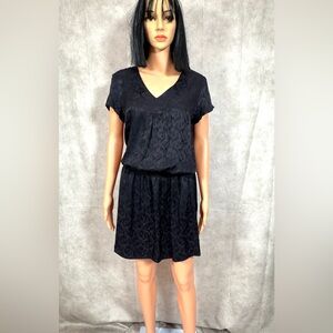 Myne 100% Silk  V-Neck Short Sleeve Mini Dress